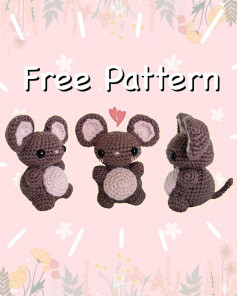 Gray bear with pink belly, pink ears crochet pattern