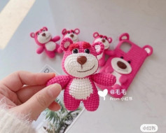 red strawberry bear, white mouth crochet pattern