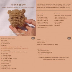 tooth beary crochet pattern keychain