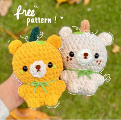 yellow bear, gray bear, white muzzle, crochet pattern