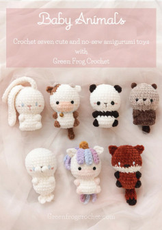 baby animals crochet seven cute and no-sew amigurumi toys with green frog crochet
