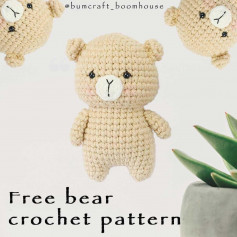 Brown bear crochet pattern, white muzzle