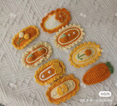 Carrot hairpin crochet pattern, orange, yellow.