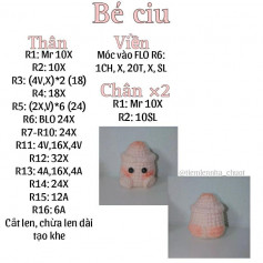 chart móc len bé ciu màu hồng.