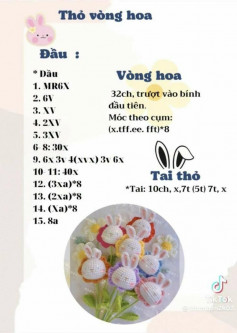 Chart móc len thỏ vòng hoa.