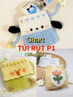 chart túi rút p1, túi rút hoa, túi rút vẹt bebe, túi rút pochacco