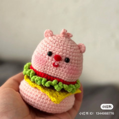 Crazy Burger pink pig crochet pattern