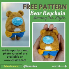 free pattern bear keychain among us style