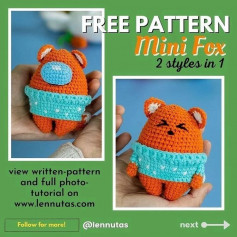 free pattern mini fox 2 styles in 1