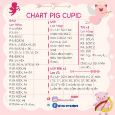 hướng dẫn móc len, chart pig cupid