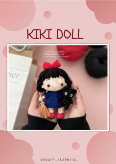 kiki doll black hair, red bow