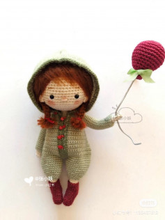Little Michaela crochet pattern with a balloon