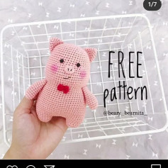 little pig, pink bow free pattern