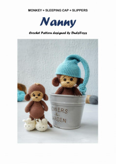 monkey + sleeping cap + slippers nanny crochet pattern