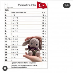 Mor antika gri tavşan tığ işi modeli