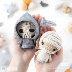 mummy and death crochet pattern, halloween