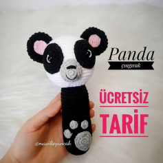 Panda çıngırak tığ işi modeli