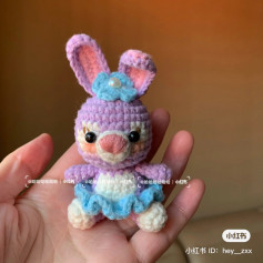 Purple rabbit keychain crochet pattern