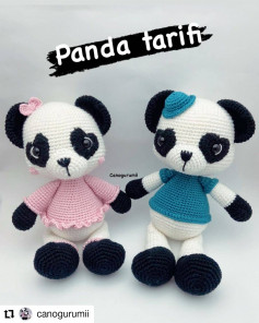 Sevimli panda tığ işi modeli