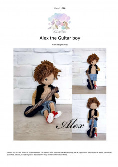 Alex the Guitar boy Crochet pattern Pattern