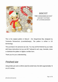 BISCUIT The Gingerbread boy Crochet pattern