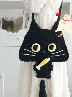 Black cat crossbody bag crochet pattern