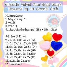 chenille velvet yarn heart shape prepared by fff crochet craft