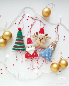 Christmas decoration crochet pattern, Christmas tree, Santa Claus, Christmas deer
