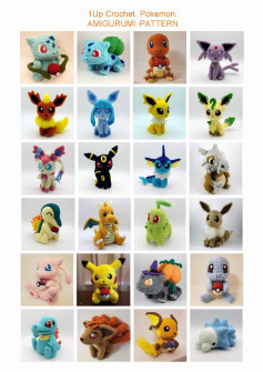 collection of 24 pokemon (1up crochet pokemon amigurumi pattern)