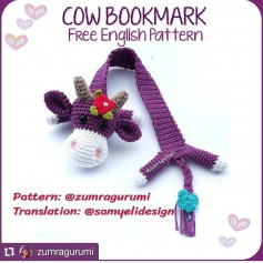 cow bookmark free english pattern