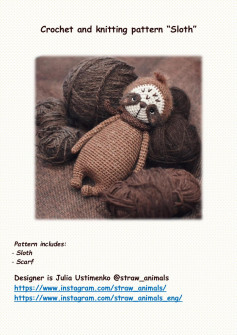 crochet and knitting pattern sloth