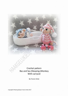 Crochet pattern Bas and Sas (Sleeping-)Monkey With carrycot