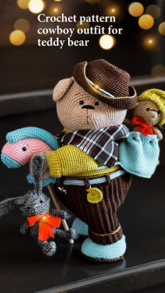 Crochet pattern cowboy outfit for teddy bear