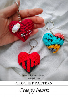 CROCHET PATTERN Creepy hearts