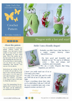 crochet pattern dragon with a hat and scarf