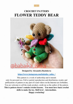 CROCHET PATTERN FLOWER TEDDY BEAR