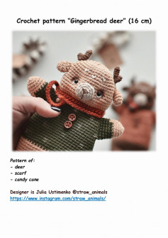 crochet pattern gingerbread deer (16 cm)
