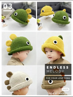 Dinosaur hat crochet pattern for children