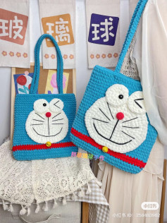 Doraemon cat jingle bag crochet pattern
