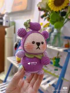 Eggplant bear crochet pattern