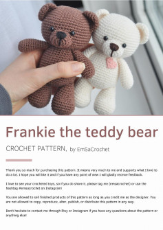 Frankie the teddy bear CROCHET PATTERN
