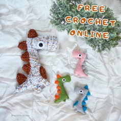 free crochet online keychain plush dino pattern