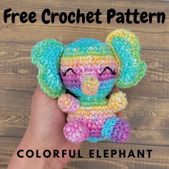 free crochet pattern colorful elephant