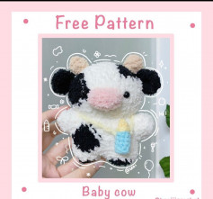 free pattern baby cow with bottle of milk