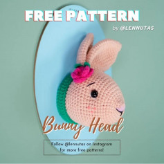 free pattern bunny head with a pink bow