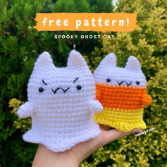 free pattern spooky ghost cat