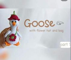 goose with flower hat and bag