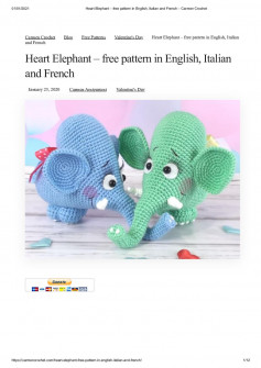 Heart Elephant – free pattern in English, Italian and French