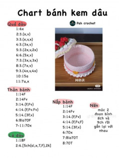 hướng dẫn móc bánh kem dâu