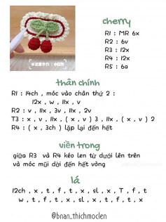 Hướng dẫn móc kẹp tóc cherry